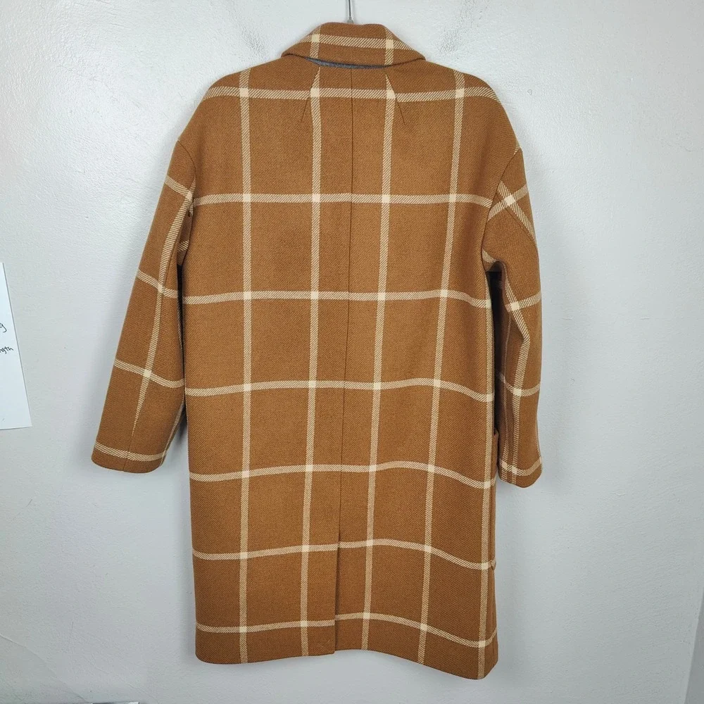 Madewell Windowpane Elmcourt Coat Womens Small Insuluxe Fabric Dried Cedar - Picture 5 of 11
